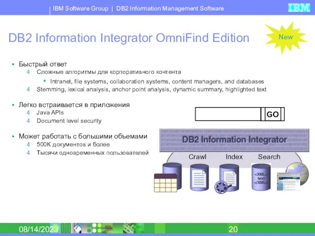 08/14/2023 DB2 Information Integrator OmniFind Edition Быстрый ответ Сложные алгоритмы для корпоративного