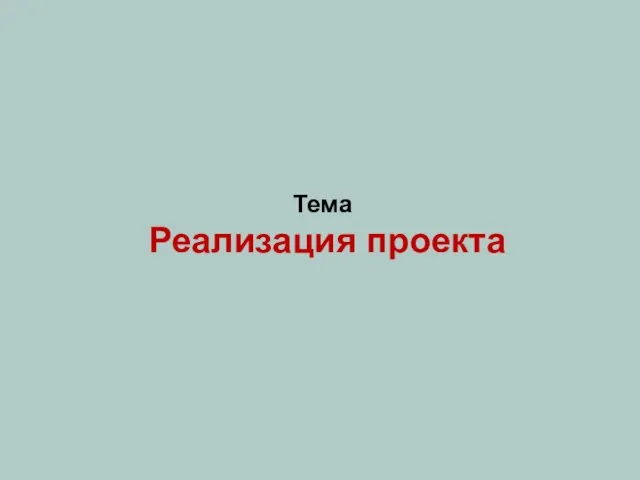 Тема Реализация проекта