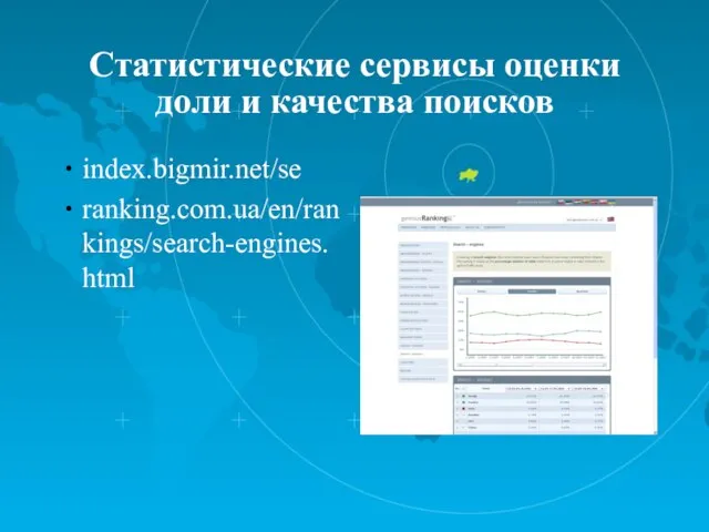 Статистические сервисы оценки доли и качества поисков index.bigmir.net/se ranking.com.ua/en/rankings/search-engines.html