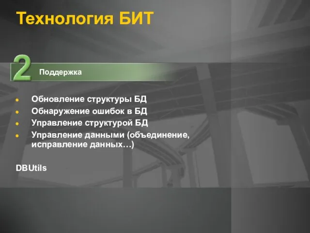 Технология БИТ Обновление структуры БД Обнаружение ошибок в БД Управление структурой БД