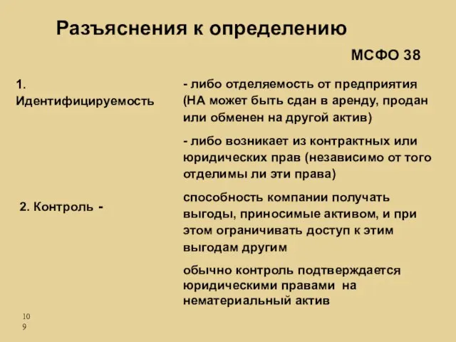 1. Идентифицируемость - либо отделяемость от предприятия (НА может быть сдан в