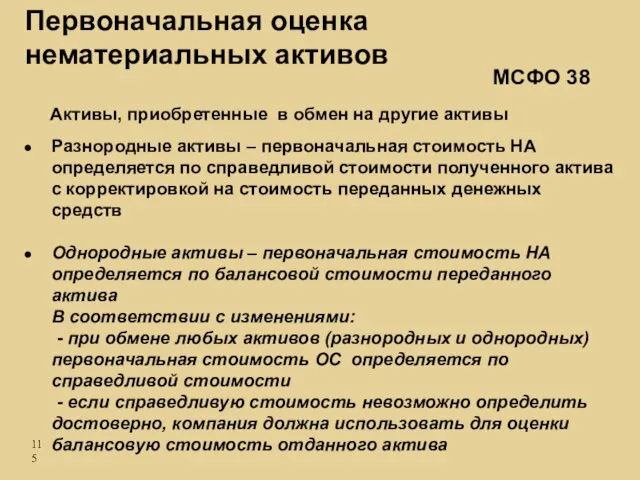 Активы, приобретенные в обмен на другие активы Разнородные активы – первоначальная стоимость