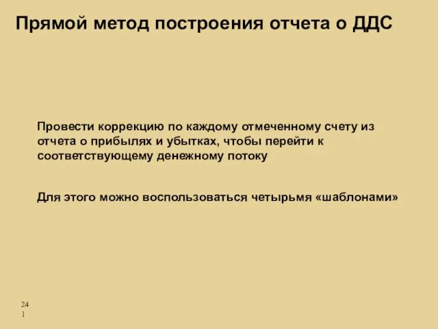 Провести коррекцию по каждому отмеченному счету из отчета о прибылях и убытках,