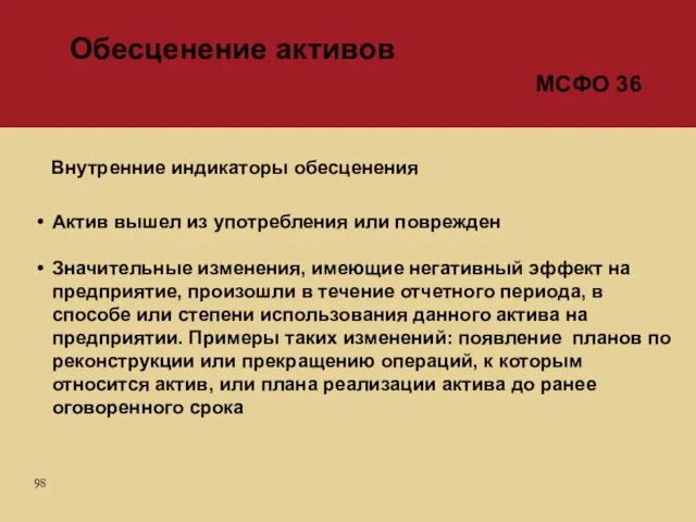 Актив вышел из употребления или поврежден Значительные изменения, имеющие негативный эффект на