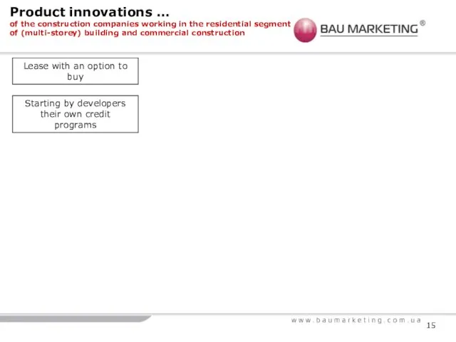 Product innovations … of the construction companies working in the residential segment