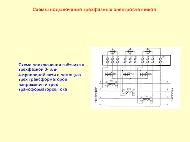 Схемы подключения трехфазных электросчетчиков. Схема подключения счётчика к трехфазной 3- или 4-проводной