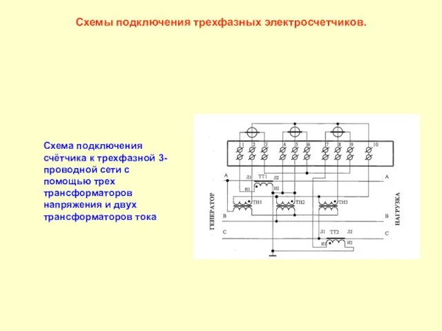 Схемы подключения трехфазных электросчетчиков. Схема подключения счётчика к трехфазной 3- проводной сети
