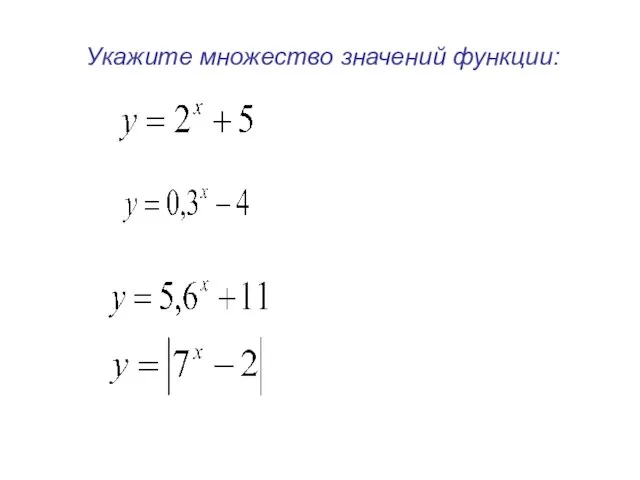 Укажите множество значений функции: