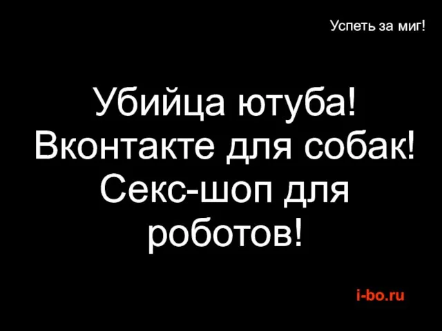 Успеть за миг! Убийца ютуба! Вконтакте для собак! Секс-шоп для роботов!