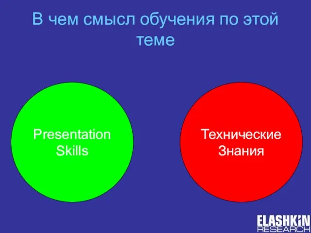 В чем смысл обучения по этой теме Presentation Skills Технические Знания