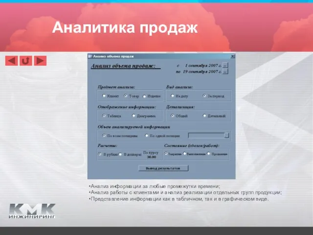 Анализ информации за любые промежутки времени; Анализ работы с клиентами и анализ