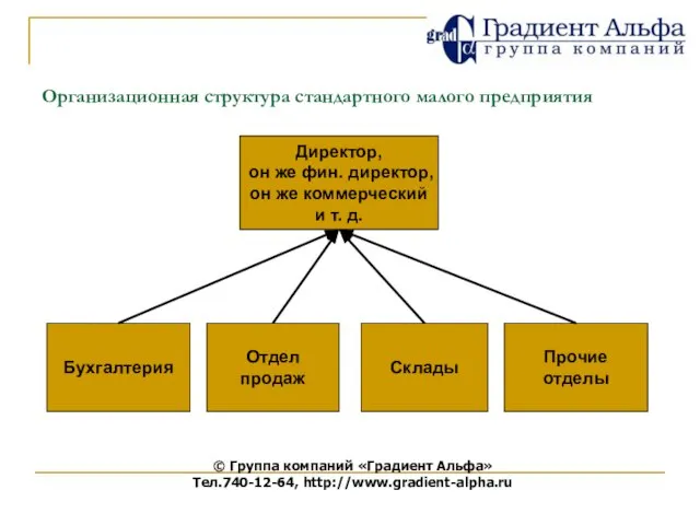 Бухгалтерия Директор, он же фин. директор, он же коммерческий и т. д.