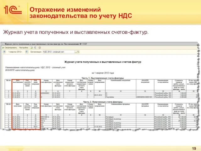 Отражение изменений законодательства по учету НДС Журнал учета полученных и выставленных счетов-фактур.