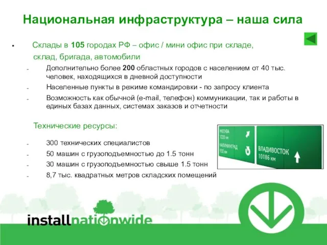 21.6.10 Национальная инфраструктура – наша сила Склады в 105 городах РФ –