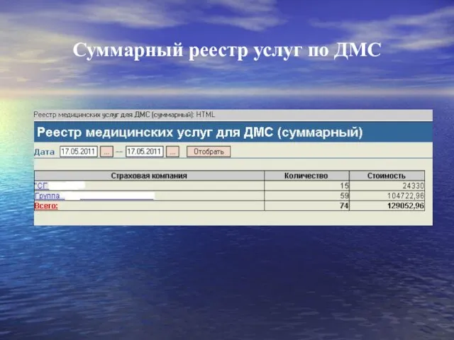 Суммарный реестр услуг по ДМС