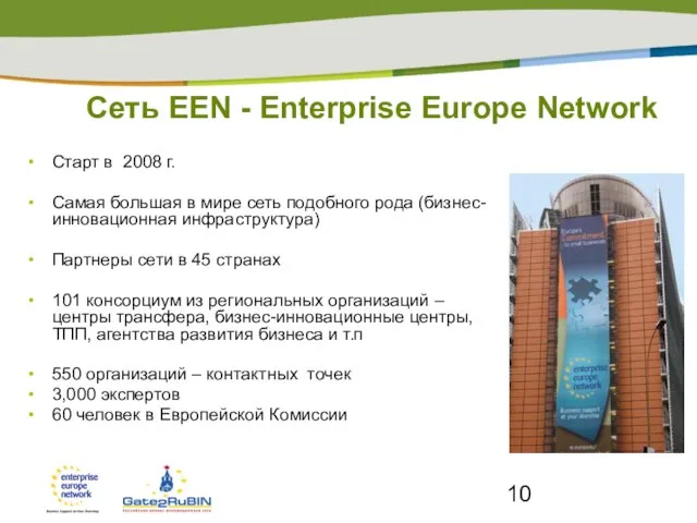 Сеть EEN - Enterprise Europe Network Старт в 2008 г. Самая большая