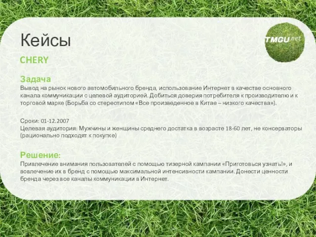 Задача Вывод на рынок нового автомобильного бренда, использование Интернет в качестве основного