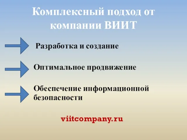 Комплексный подход от компании ВИИТ Разработка и создание Оптимальное продвижение Обеспечение информационной безопасности viitcompany.ru