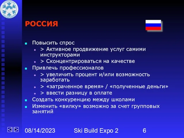 08/14/2023 Ski Build Expo 2 РОССИЯ Повысить спрос > Активное продвижение услуг