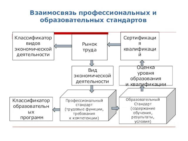 Взаимосвязь профессиональных и образовательных стандартов . Классификатор видов экономической деятельности Рынок труда