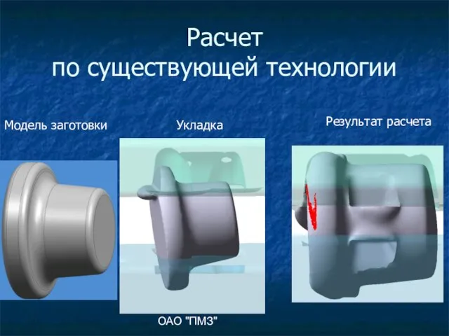 ОАО "ПМЗ" Расчет по существующей технологии Укладка Результат расчета Модель заготовки