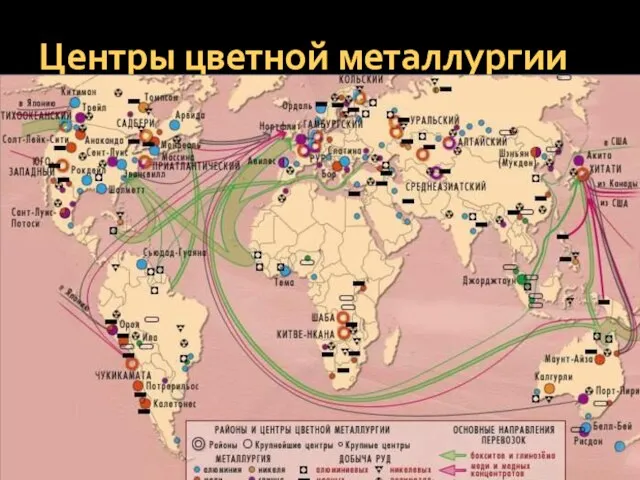 Центры цветной металлургии