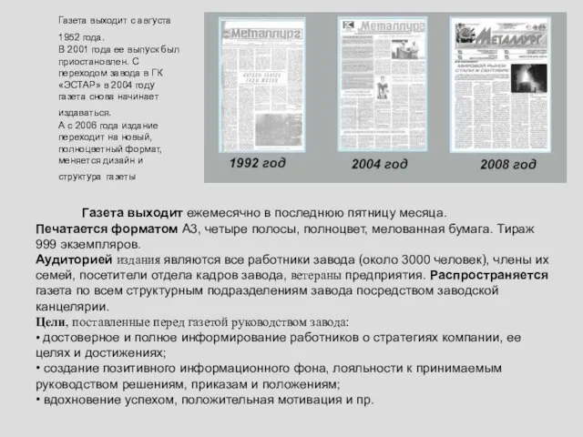 Газета выходит ежемесячно в последнюю пятницу месяца. Печатается форматом А3, четыре полосы,