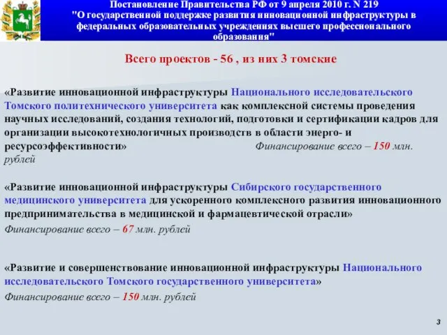 «Развитие инновационной инфраструктуры Национального исследовательского Томского политехнического университета как комплексной системы проведения