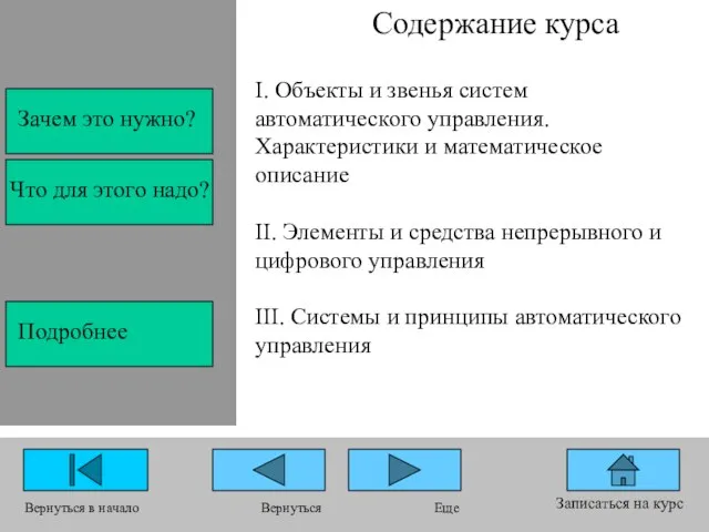 Содержание курса Записаться на курс Вернуться в начало Еще Вернуться Что для