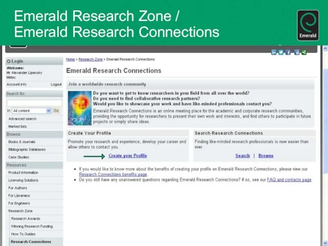 Emerald Research Zone / Emerald Research Connections