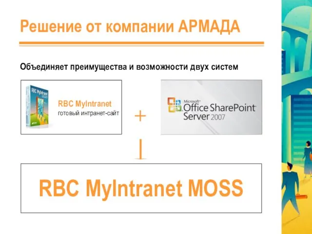 Решение от компании АРМАДА Объединяет преимущества и возможности двух систем RBC MyIntranet