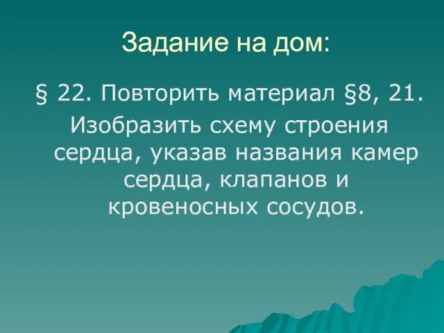 Задание на дом: § 22. Повторить материал §8, 21. Изобразить схему строения