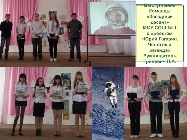 Выступление Команды «Звёздный десант» МОУ СОШ № 1 с проектом «Юрий Гагарин.