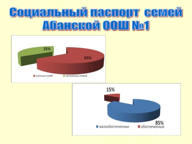 Социальный паспорт семей Абанской ООШ №1