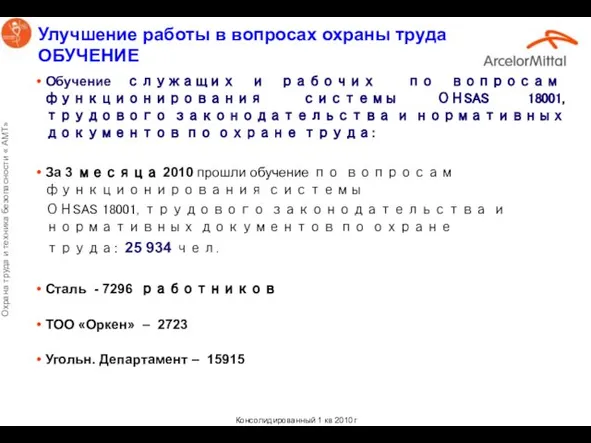 Улучшение работы в вопросах охраны труда ОБУЧЕНИЕ Обучение служащих и рабочих по