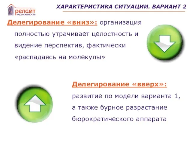 Делегирование «вниз»: организация полностью утрачивает целостность и видение перспектив, фактически «распадаясь на