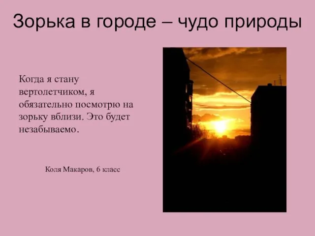 Зорька в городе – чудо природы Когда я стану вертолетчиком, я обязательно