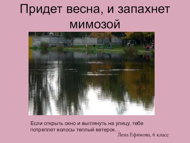 Придет весна, и запахнет мимозой Если открыть окно и выглянуть на улицу,