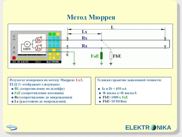Метод Мюррея Результат измерения по методу Мюррея: Lx/L ELQ 2+ отображает следующее: