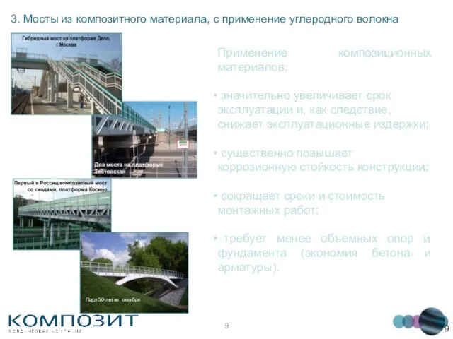 3. Мосты из композитного материала, с применение углеродного волокна Парк 50-летия октября