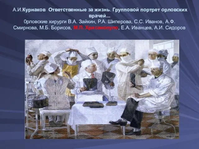 А.И.Курнаков Ответственные за жизнь. Групповой портрет орловских врачей... 0рловские хирурги В.А. Зайкин,