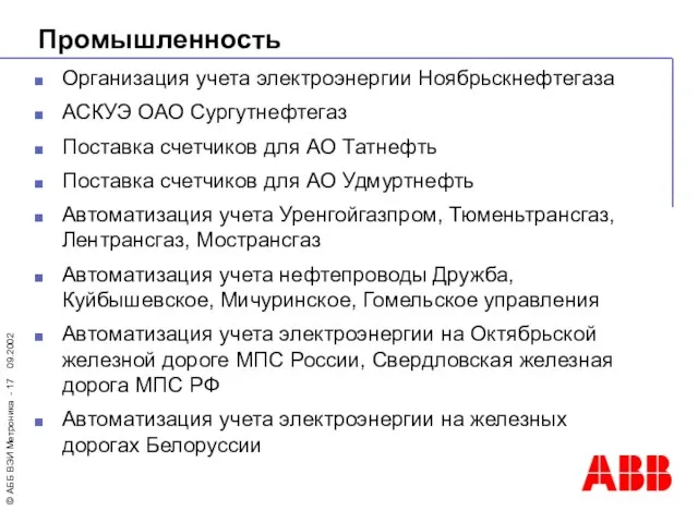 Промышленность Организация учета электроэнергии Ноябрьскнефтегаза АСКУЭ ОАО Сургутнефтегаз Поставка счетчиков для АО