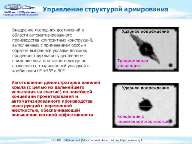 Управление структурой армирования Изготовления демонстраторов панелей крыла (с целью их дальнейшего испытания