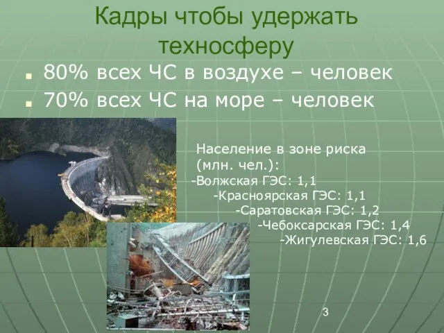 Кадры чтобы удержать техносферу 80% всех ЧС в воздухе – человек 70%