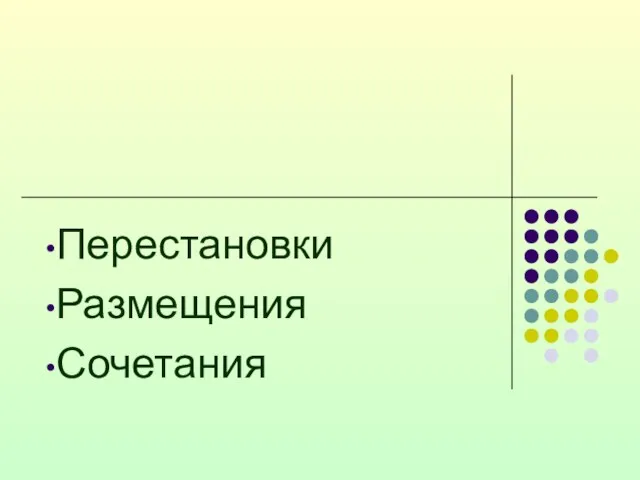 Перестановки Размещения Сочетания