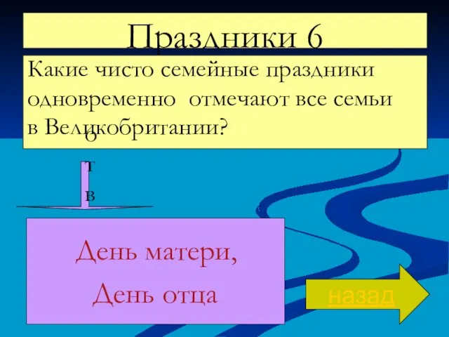 Праздники 6 Какие чисто семейные праздники одновременно отмечают все семьи в Великобритании?