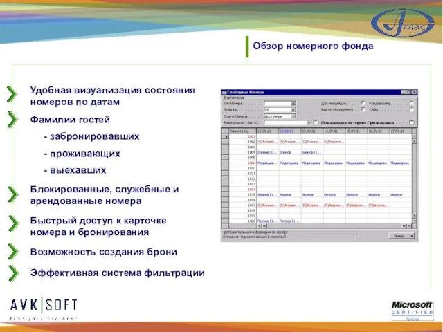 Обзор номерного фонда Быстрый доступ к карточке номера и бронирования Возможность создания