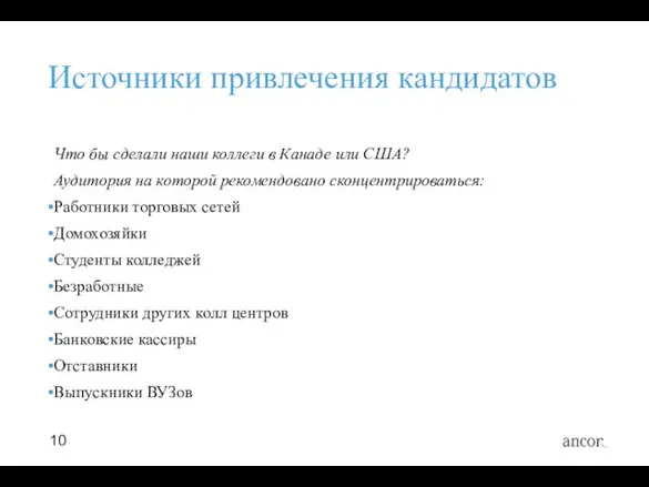 Источники привлечения кандидатов Что бы сделали наши коллеги в Канаде или США?