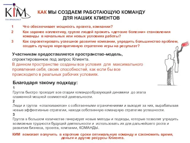 Благодаря такому подходу: 1 Группа быстро проходит все стадии командообразующей динамики до