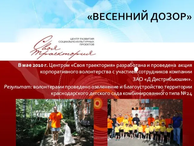 «ВЕСЕННИЙ ДОЗОР» В мае 2010 г. Центром «Своя траектория» разработана и проведена